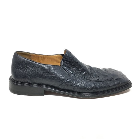 Mezlan Platinum Loafers Shoes Sz 9.5 Black Ostrich main image 10